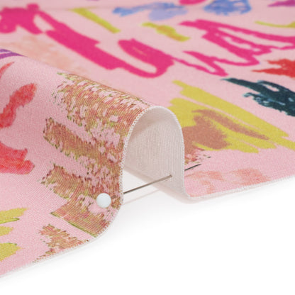 Stretch Cotton Canvas Print - Pink and Rainbow Crayon Flowers - Mood Exclusive Inner Child Detail