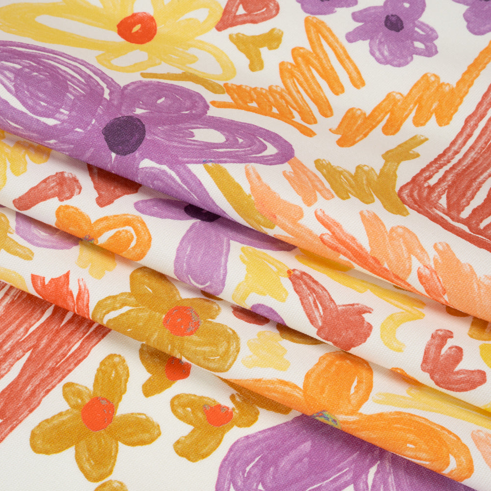Stretch Cotton Canvas Print - Purple, Orange and Yellow Floral - Mood Exclusive Downright Dandy Folded