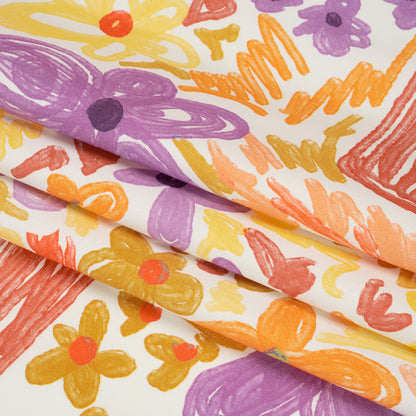Stretch Cotton Canvas Print - Purple, Orange and Yellow Floral - Mood Exclusive Downright Dandy Folded
