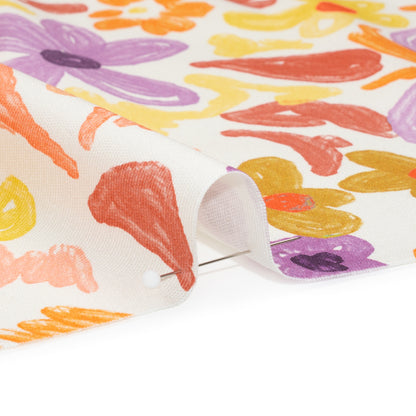 Stretch Cotton Canvas Print - Purple, Orange and Yellow Floral - Mood Exclusive Downright Dandy Detail