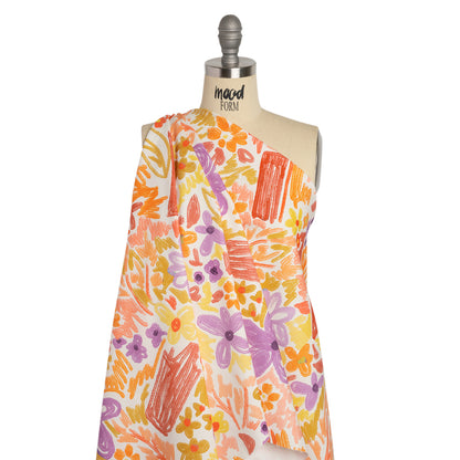 Stretch Cotton Canvas Print - Purple, Orange and Yellow Floral - Mood Exclusive Downright Dandy Drape