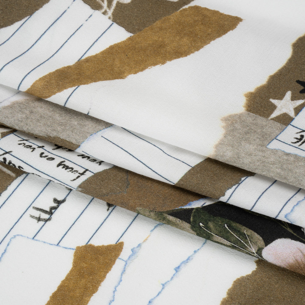 Sustainable Viscose Crepe Print - Beige Note Patchwork - Mood Exclusive Scraps of Self Folded