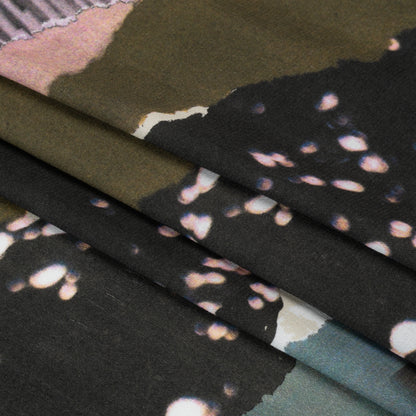 Sustainable Viscose Crepe Print - Dark Gray and Lavender Torn Photos Collage - Mood Exclusive What About Always Full