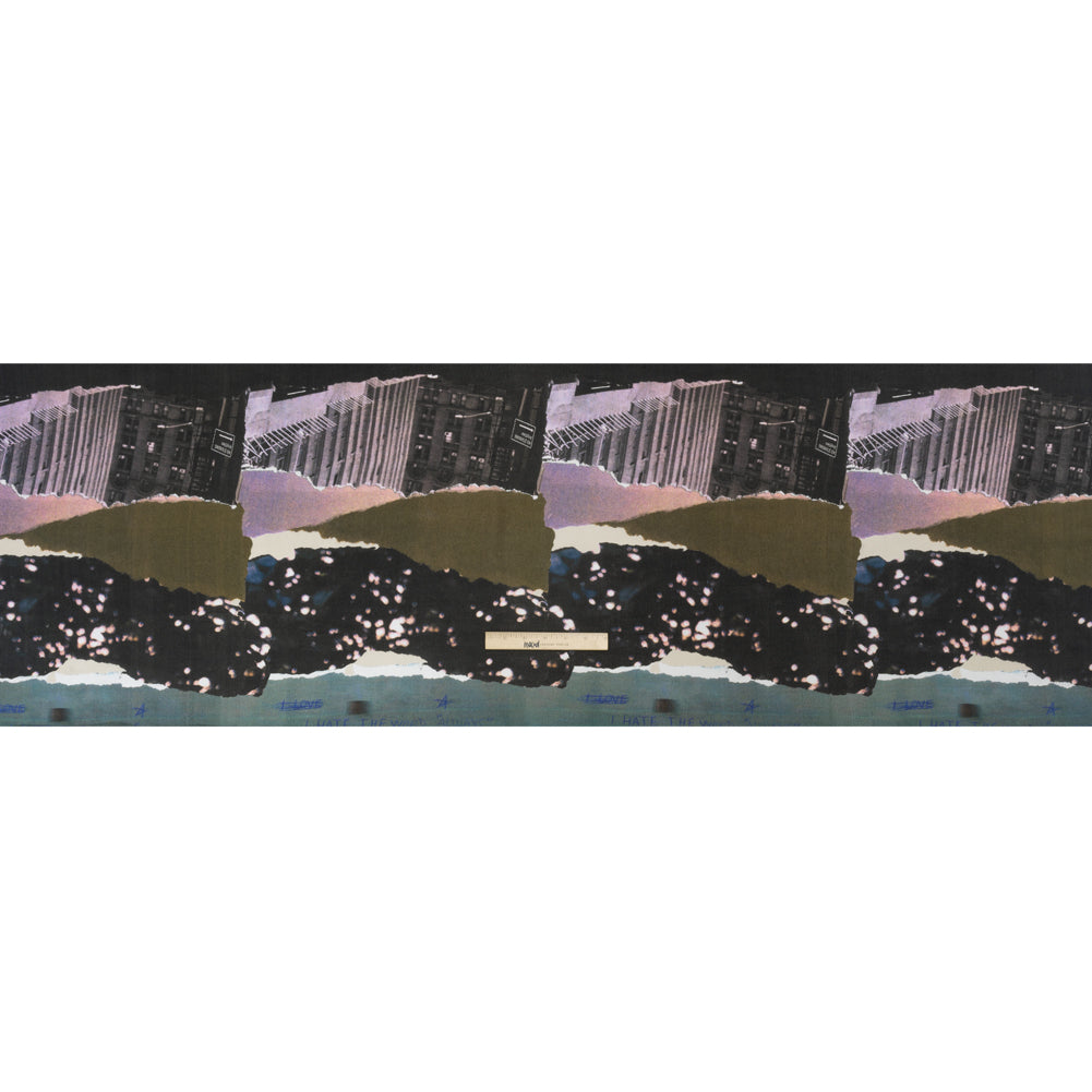 Sustainable Viscose Crepe Print - Dark Gray and Lavender Torn Photos Collage - Mood Exclusive What About Always Drape