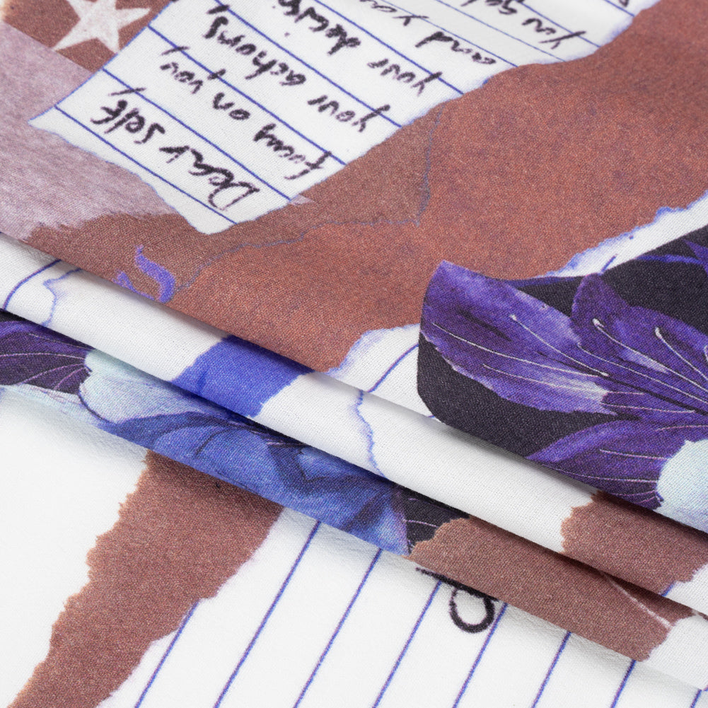 Sustainable Viscose Crepe Print - Mauve and Blue Note Patchwork - Mood Exclusive Scraps of Self Folded