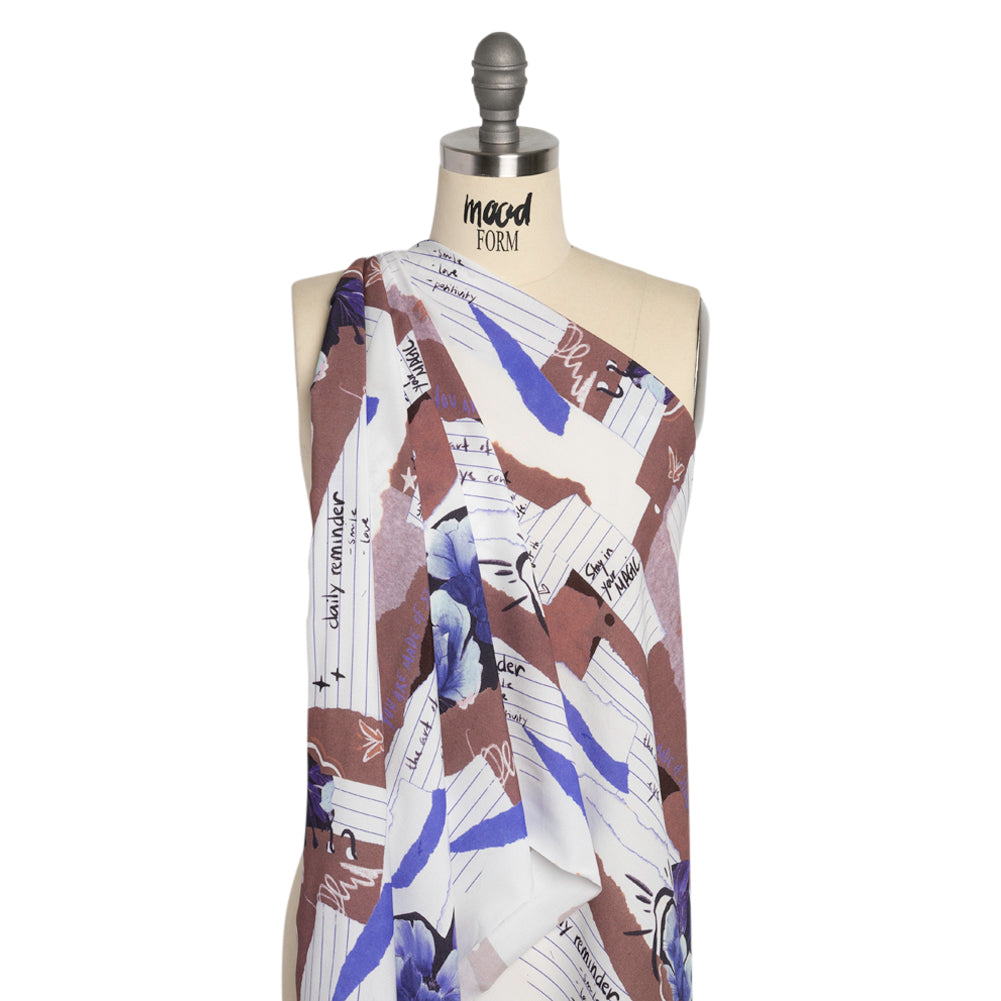 Sustainable Viscose Crepe Print - Mauve and Blue Note Patchwork - Mood Exclusive Scraps of Self Drape