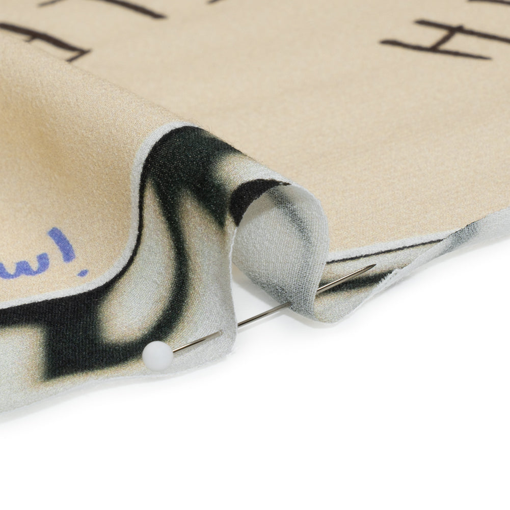 Sustainable Viscose Crepe Print - Beige Scrapbook Notes - Mood Exclusive Always Forward Folded