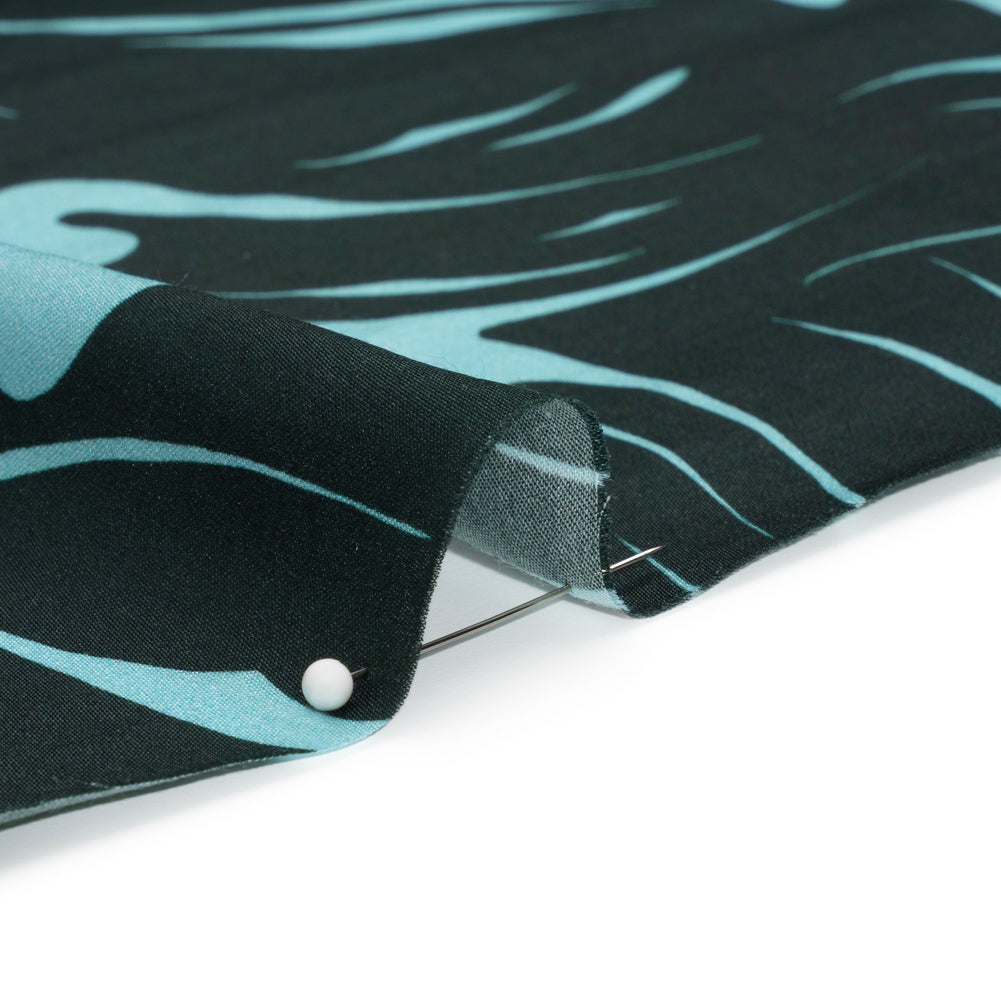 Sustainable and Recycled Viscose Satin Print - Sky Blue and Navy Swirls and Stars - Mood Exclusive Vincent's Hope Folded