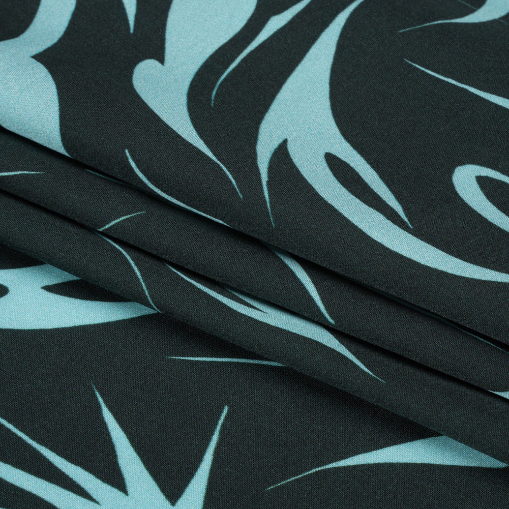Sustainable and Recycled Viscose Satin Print - Sky Blue and Navy Swirls and Stars - Mood Exclusive Vincent's Hope Full