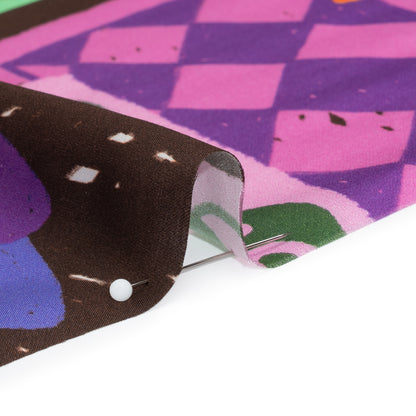 Sustainable and Recycled Viscose Satin Print - Purple, Mint and Blue Scrapbook Collage - Mood Exclusive Penpal Persona Folded