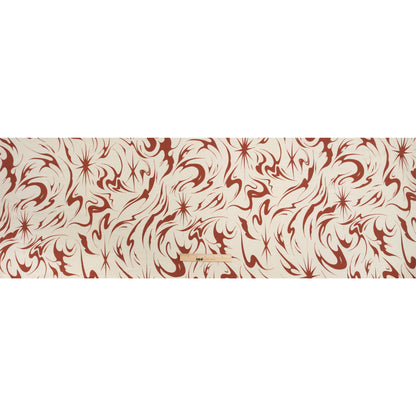 Sustainable and Recycled Viscose Satin Print - Red and Cream Swirls and Stars - Mood Exclusive Vincent's Hope Drape