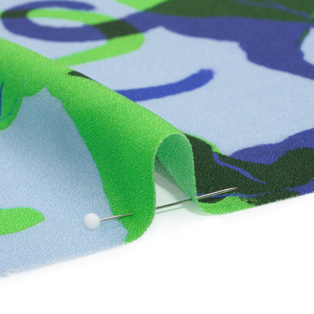 Mood Exclusive Blue Lazy Caturday Viscose Crepe Folded