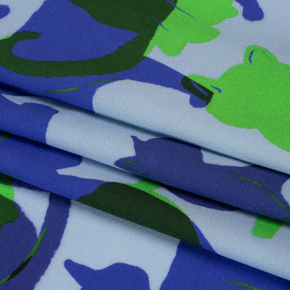 Mood Exclusive Blue Lazy Caturday Viscose Crepe Full