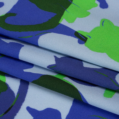 Mood Exclusive Blue Lazy Caturday Viscose Crepe Full