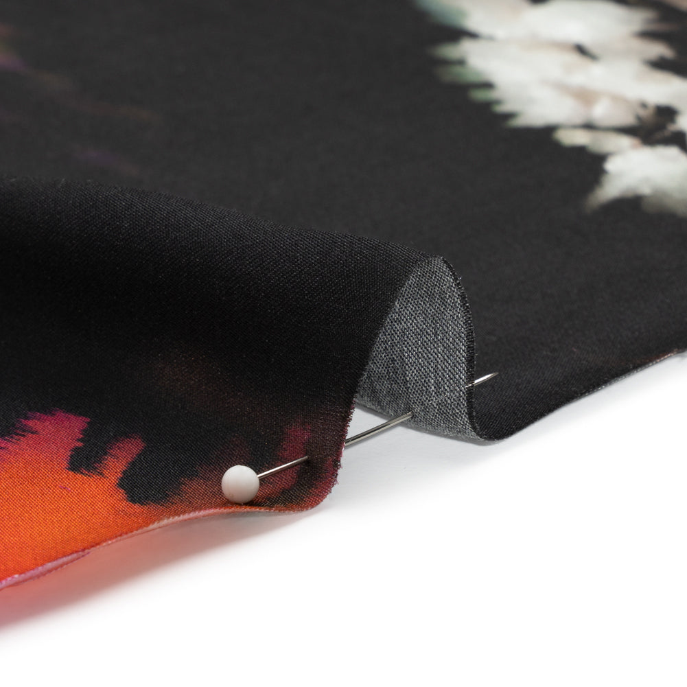 Sustainable and Recycled Viscose Satin Print - Purple, Red and Black Abstract Floral - Mood Exclusive Forest of Colors Folded