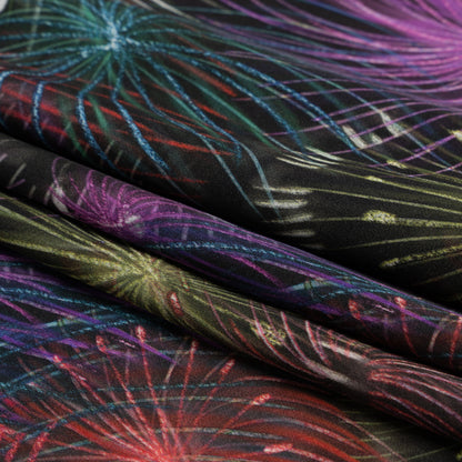 Sustainable and Recycled Viscose Satin Print - Purple, Red and Green Fireworks - Mood Exclusive Twilight's Last Gleaming Full