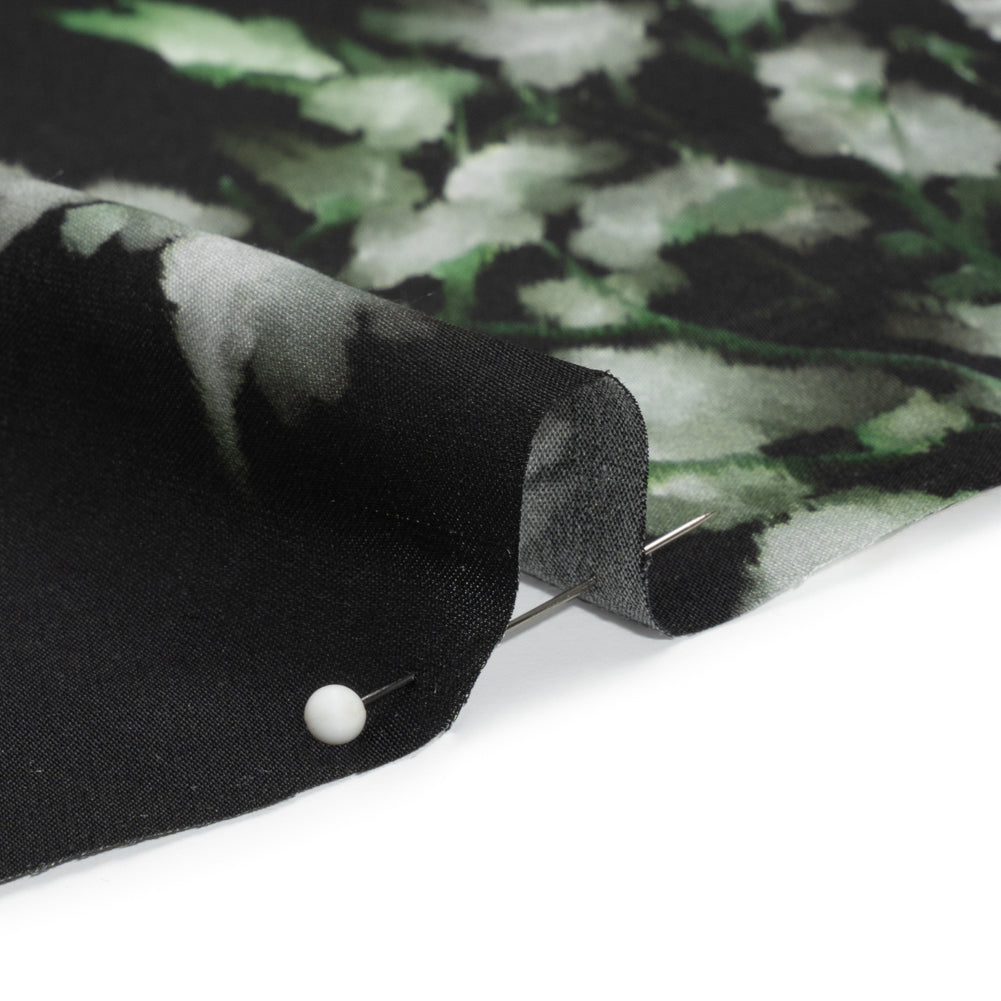 Sustainable and Recycled Viscose Satin Print - Lime Green, Red and Black Abstract Floral - Mood Exclusive Forest of Colors Folded