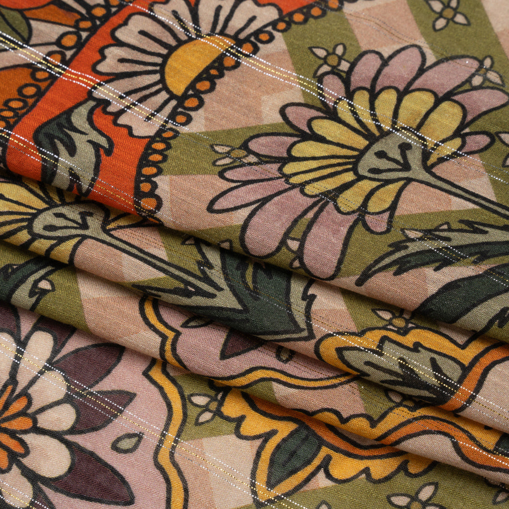 Mood Exclusive Orange Garden Gathering Metallic Pinstriped Viscose Dobby Full