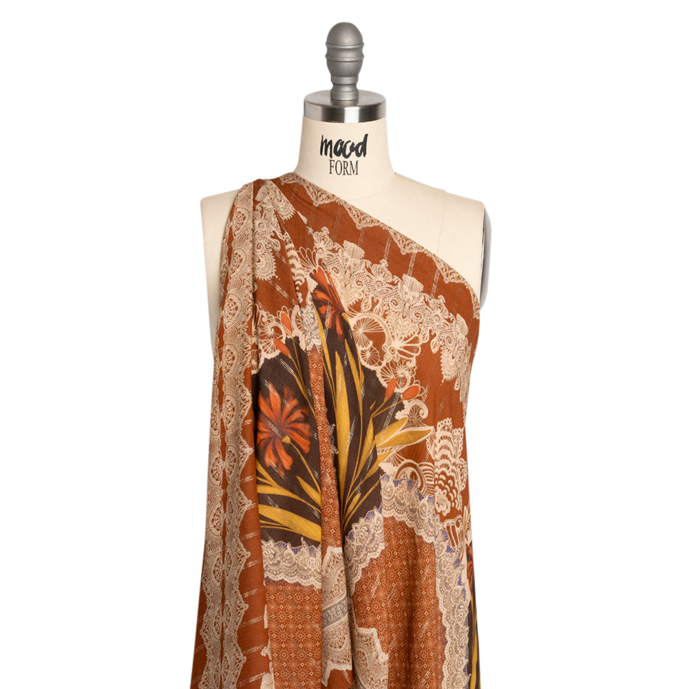 Mood Exclusive Russet My Happy Lace Metallic Pinstriped Viscose Dobby Detail