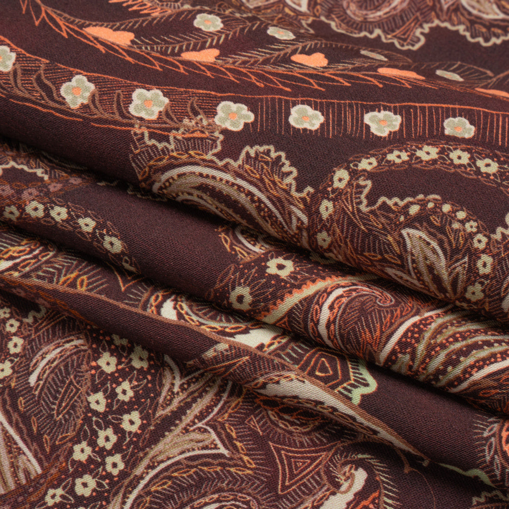 Mood Exclusive Maroon Octopus's Garden Stretch Cotton Sateen Folded
