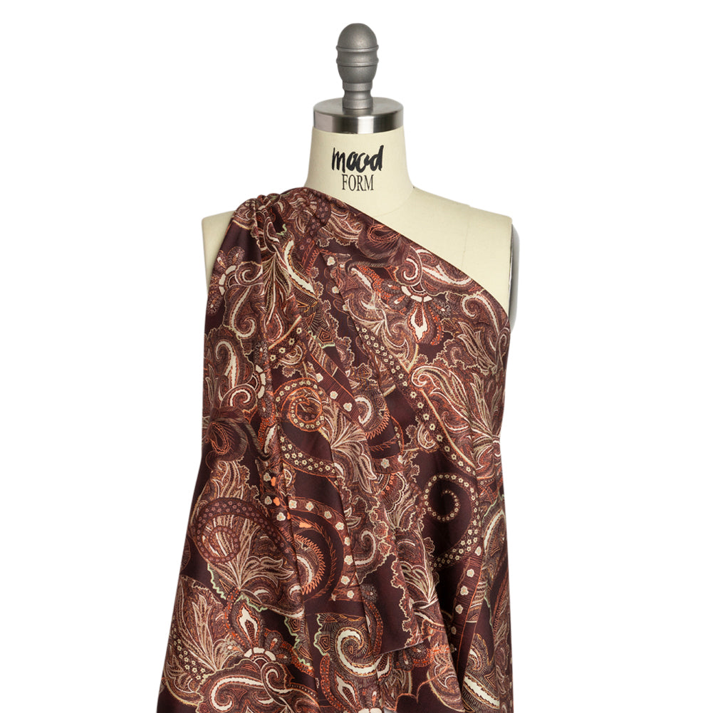 Mood Exclusive Maroon Octopus's Garden Stretch Cotton Sateen Drape