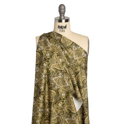 Mood Exclusive Olive Paisley Party Stretch Cotton Sateen Drape
