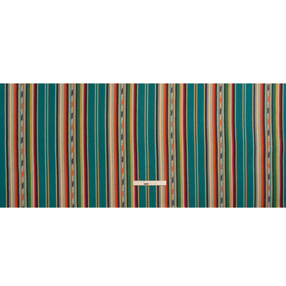 Arizona Teal, Orange and Pink Geometric Stripe Cotton Twill