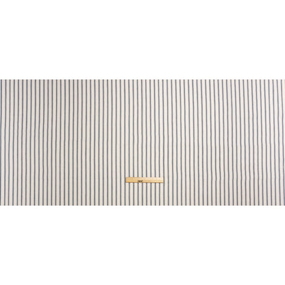 Navy on White Ticking Stripes Cotton Herringbone Twill Full