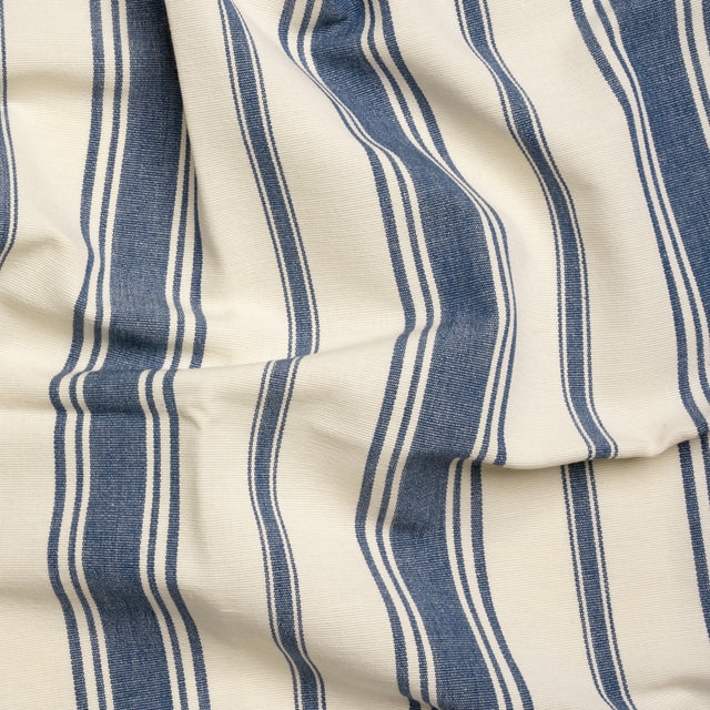 Navy and Cream Striped Cotton Woven