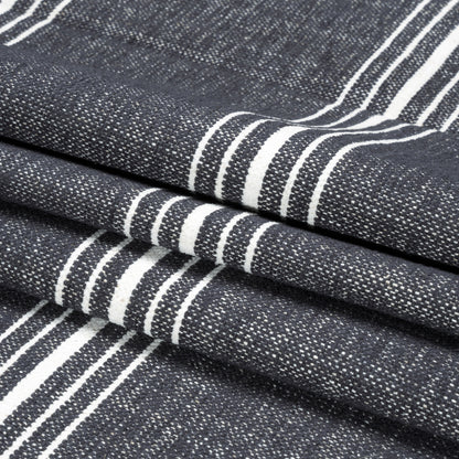 Crypton Charcoal Striped Stain Resistant Polyester and Linen Chenille Upholstery Woven Folded