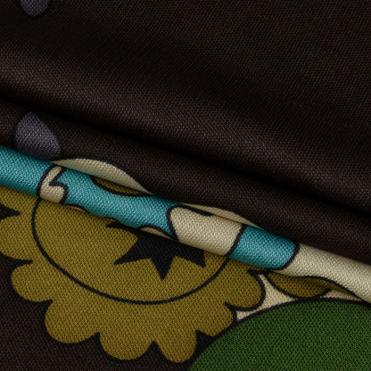 Blue, Brown and Green Floral Silk Jersey Panel Full