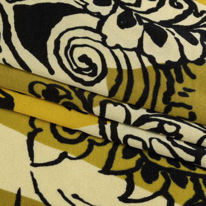 Olive, Goldenrod, and Kiwi Diamonds and Floral Outlines Silk Jersey Full