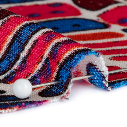 Pink, Orange and Blue Shapely Waves Silk Jersey Folded