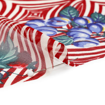 Red, White, and Green Op Art Fruits Silk Chiffon Folded