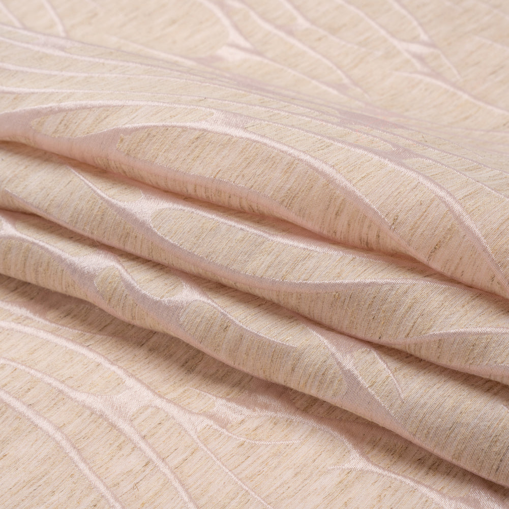 Luminous Pink and Heathered Beige Ripples Lightweight Polyester and Linen Brocade - Folded