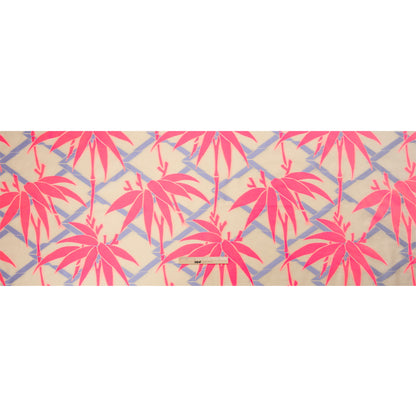 Neon Pink, Periwinkle and Beige Bamboo Lattice Lightweight Polyester and Viscose Luxury Brocade