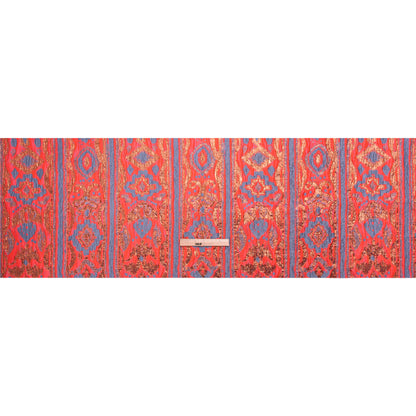 Metallic Copper, Neon Pink and Periwinkle Inkblot Stripes Luxury Brocade
