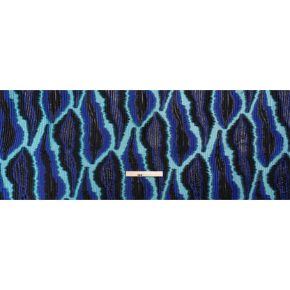 Metallic Black, Royal and Teal Abstract Islands Ribbed Burnout Luxury Brocade