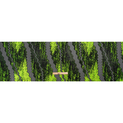 Metallic Black and Lime Green Drifting Rifts Crinkled Luxury Burnout Brocade
