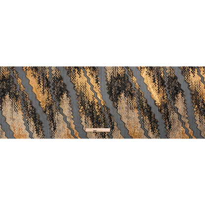 Metallic Gold, Taupe and Black Drifting Rifts Crinkled Luxury Burnout Brocade