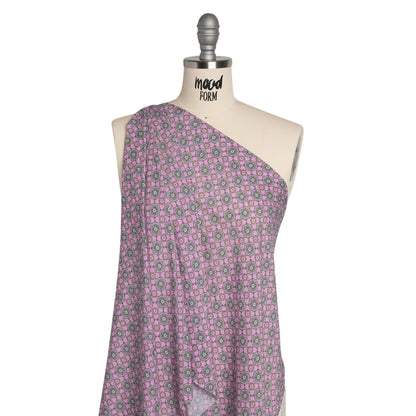 Rayon Batiste - Lavender and Gray Floral Charms Detail