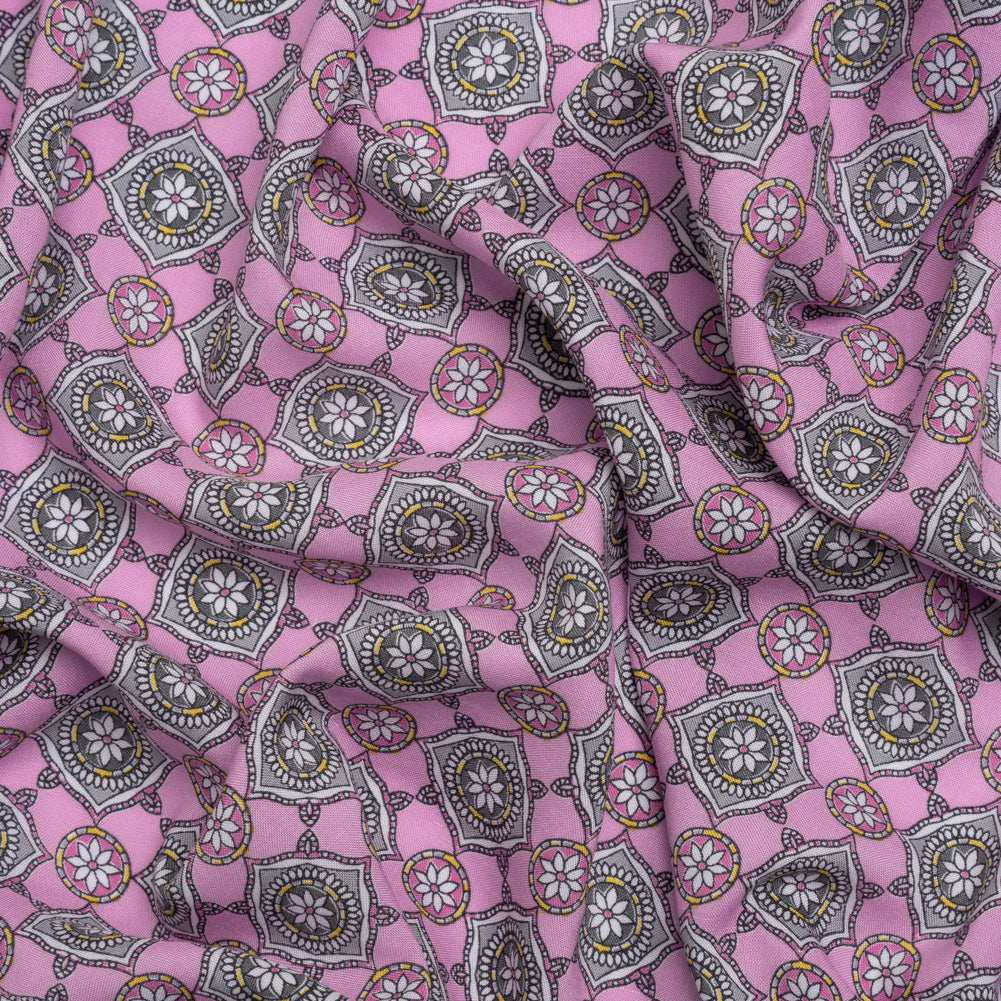 Rayon Batiste - Lavender and Gray Floral Charms