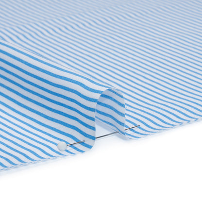 Cotton and Rayon Shirting - Blue and White Candy Stripes Folded