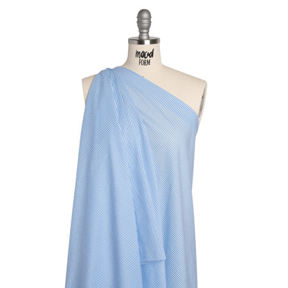 Cotton and Rayon Shirting - Blue and White Candy Stripes Detail