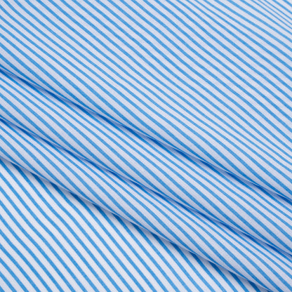 Cotton and Rayon Shirting - Blue and White Candy Stripes Full