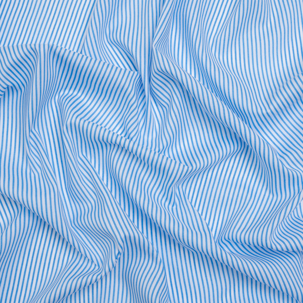 Cotton and Rayon Shirting - Blue and White Candy Stripes