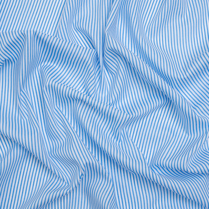 Cotton and Rayon Shirting - Blue and White Candy Stripes