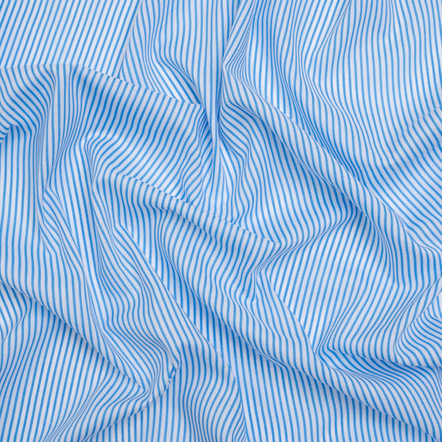 Cotton and Rayon Shirting - Blue and White Candy Stripes