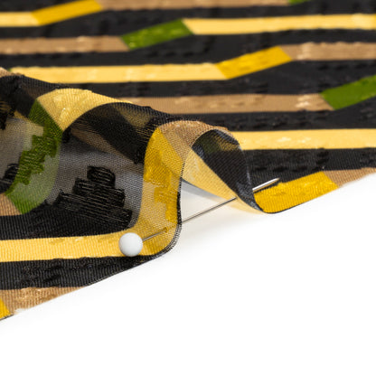 Geometric Burnout Polyester Woven Print - Yellow Zig Zags - Mood Exclusive Wicked Will Island Folded