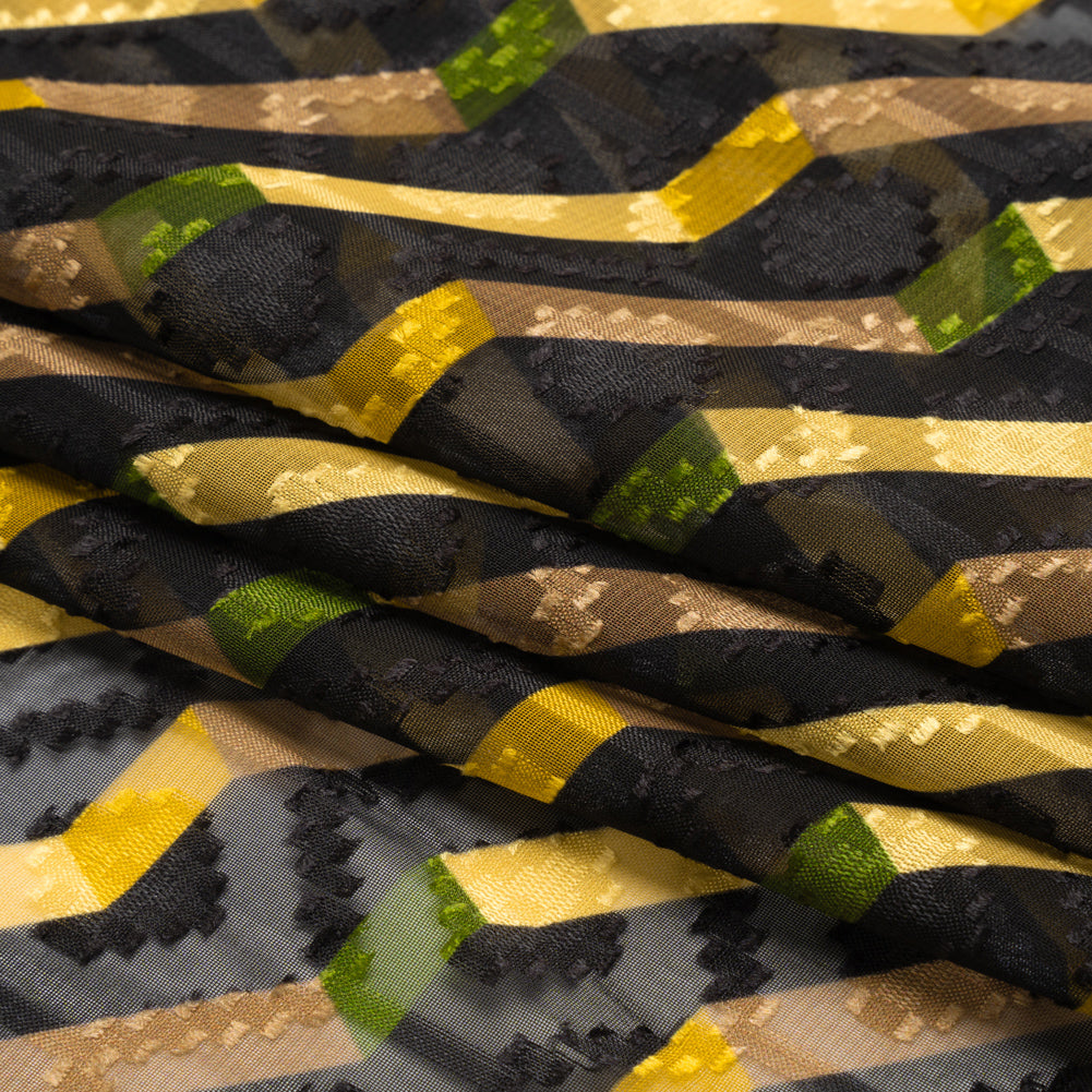 Geometric Burnout Polyester Woven Print - Yellow Zig Zags - Mood Exclusive Wicked Will Island Full